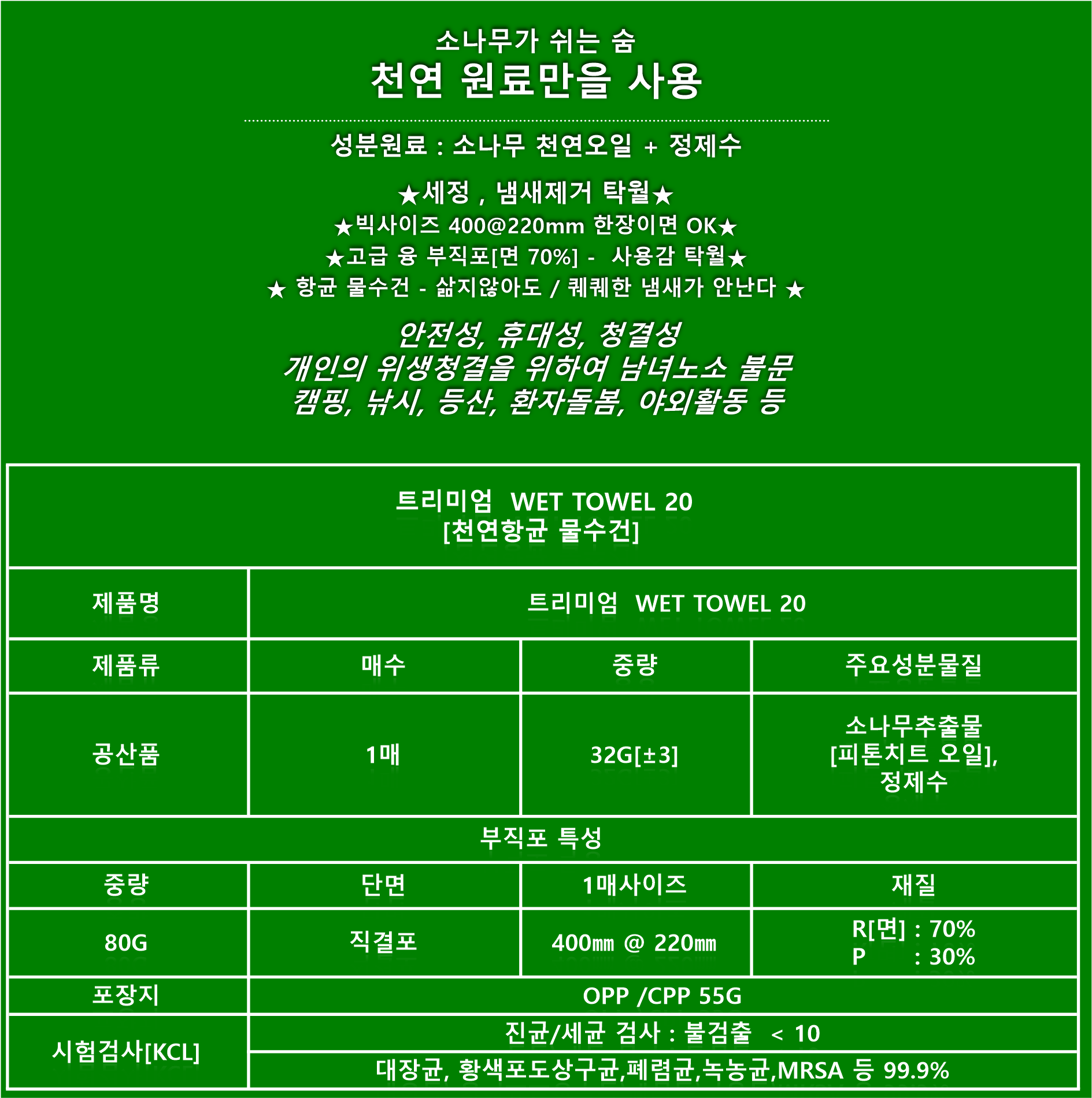 나무숨 트리미엄 위생 바디 물티슈(namuSum Treemium Hygiene Body Wipes)